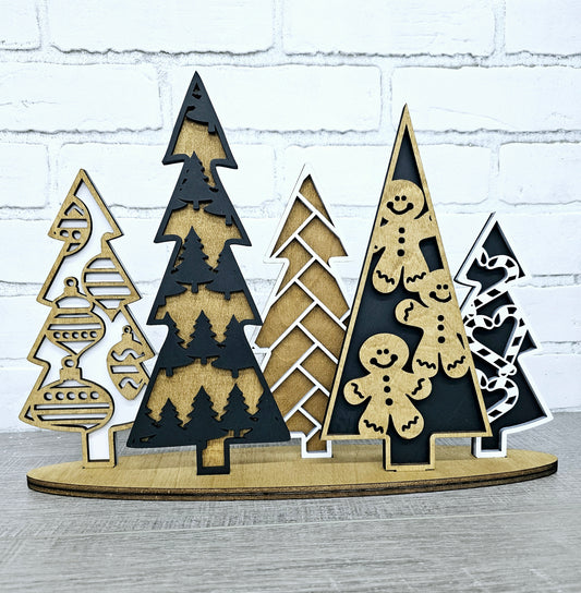 Standing Christmas Trees-Set of 5 w/ Stand