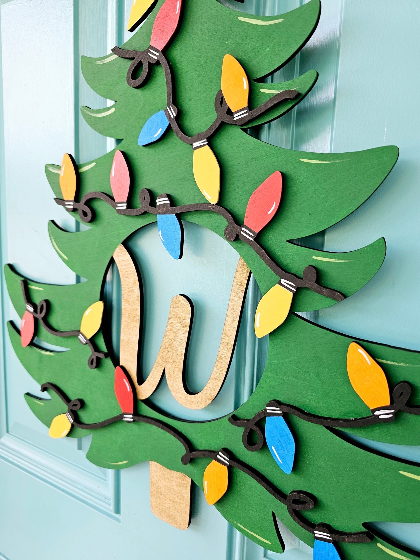 Christmas Tree Initial Door Hanger