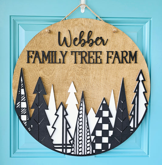 Personalized Christmas Tree Farm Door Hanger