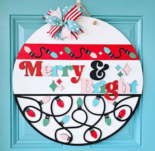 Merry & Bright Christmas Lights Door Hanger- wholesale