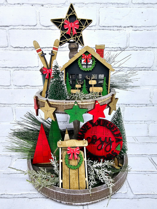 Christmas at the Cabin Tiered Tray Set