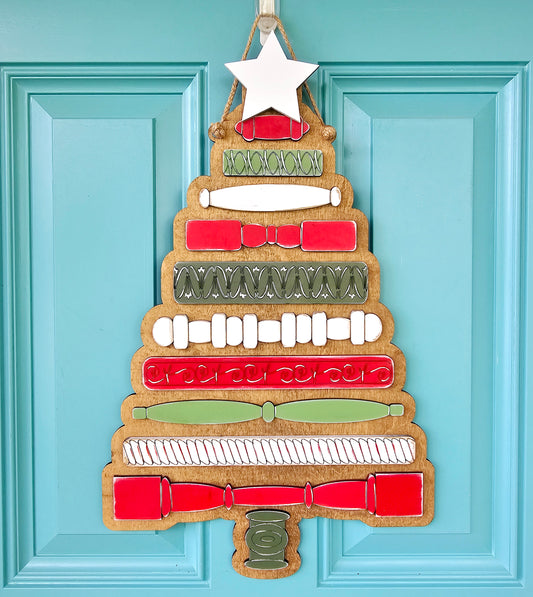 Spindle Christmas Tree Door Hanger