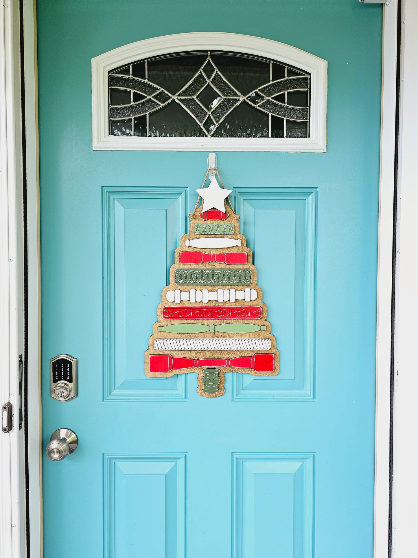 Spindle Christmas Tree Door Hanger