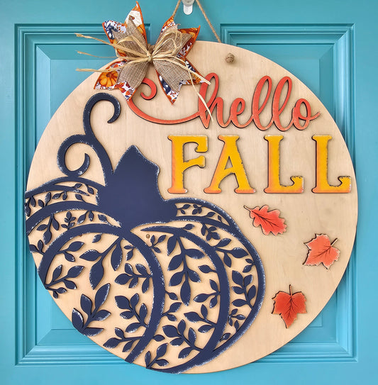 Fall Floral Pumpkin Door Hanger-wholesale