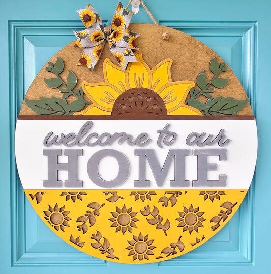 Welcome to our Home Sunflower Door Hanger