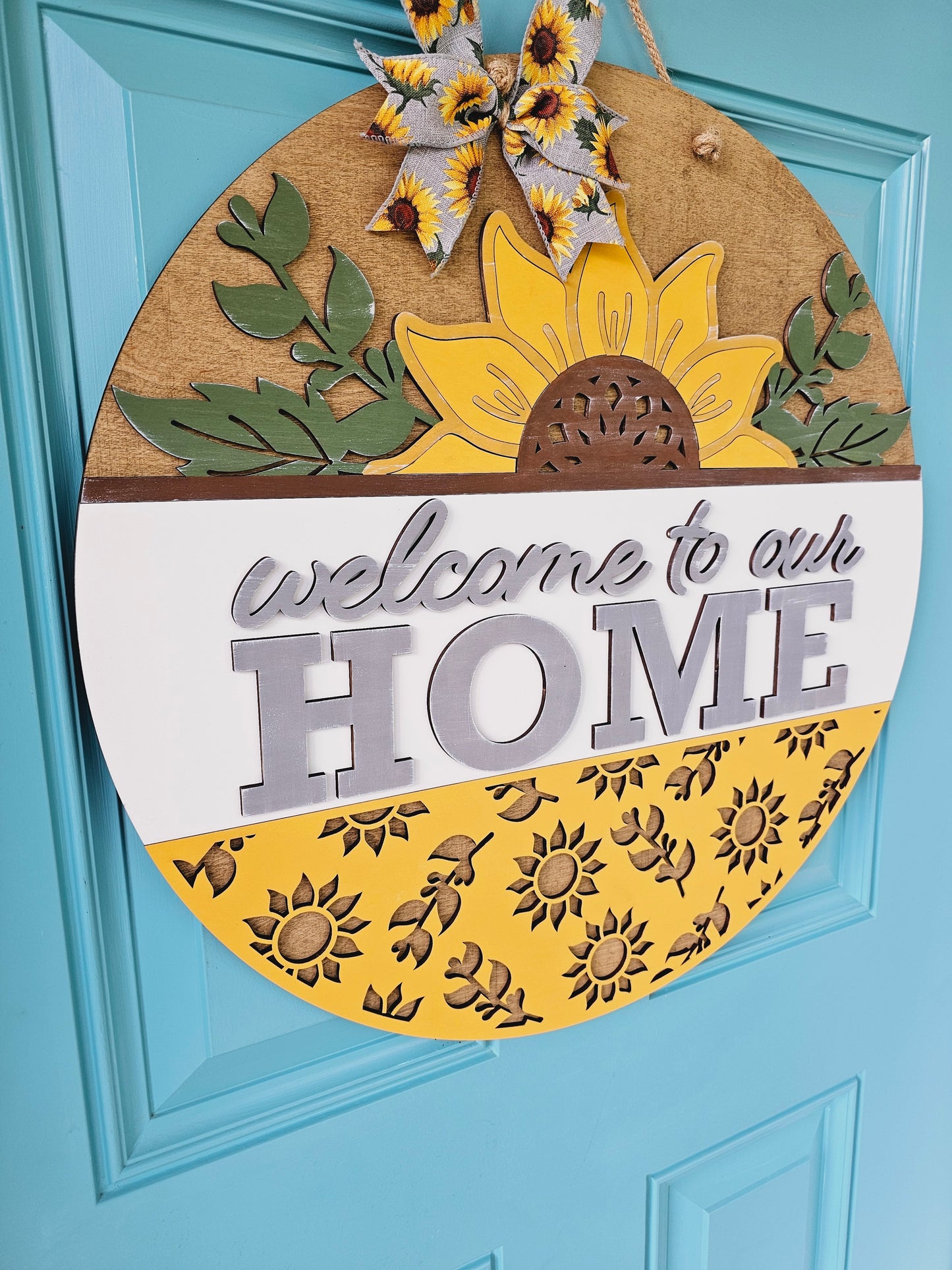 Welcome to our Home Sunflower Door Hanger