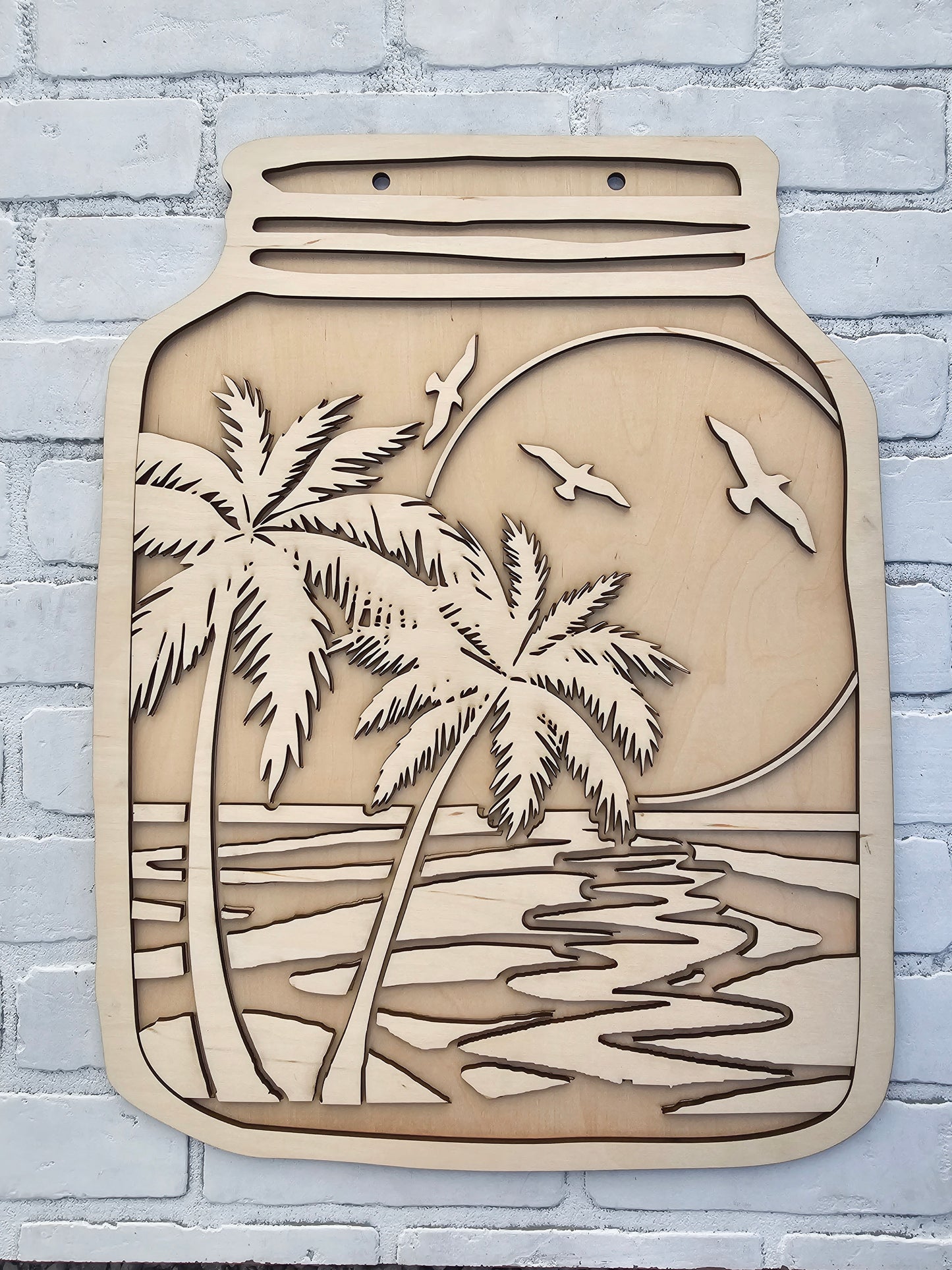 Palm Tree Mason Jar Door Hanger