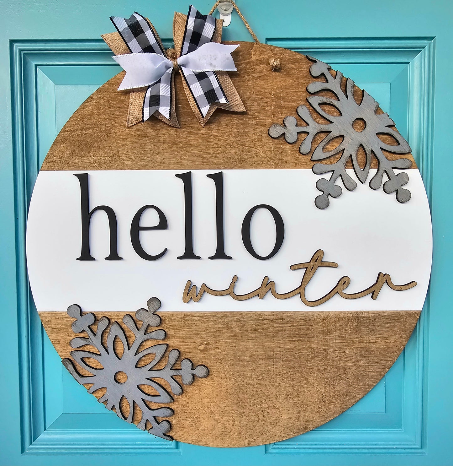 Hello Winter Neutral Door Hanger