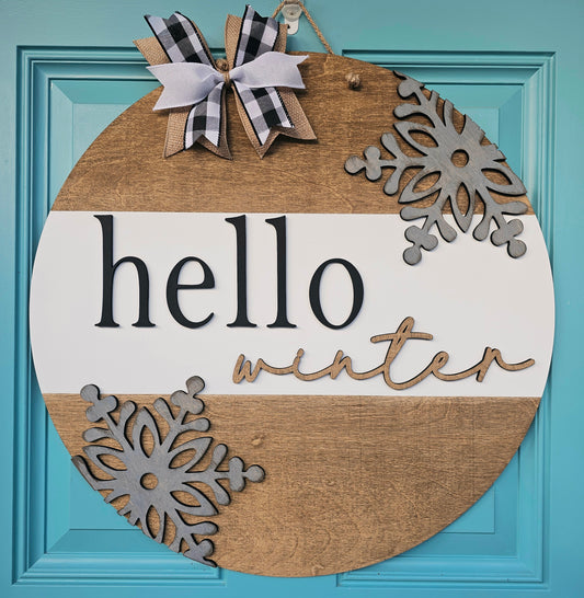 Hello Winter Neutral Door Hanger