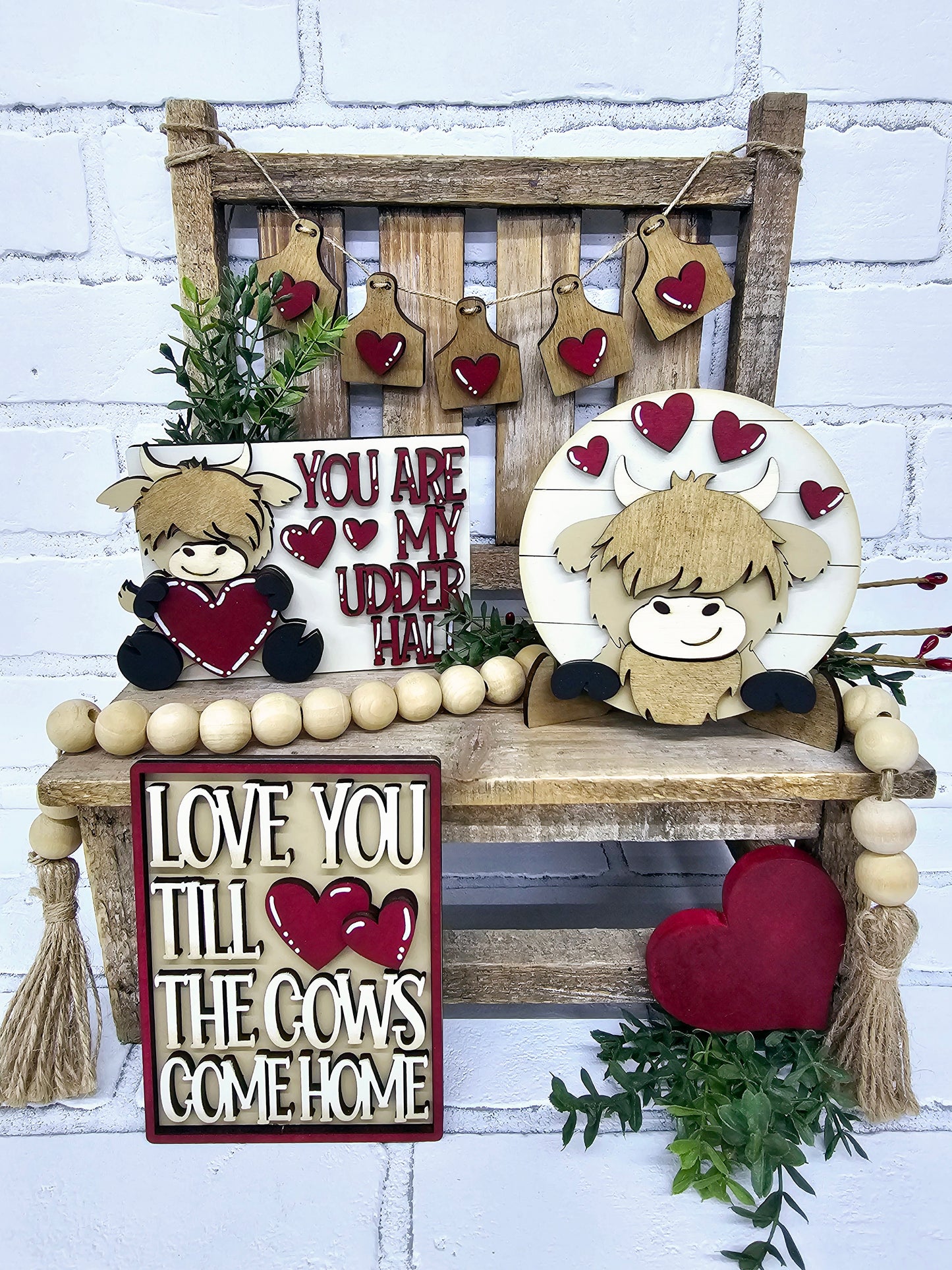 Valentine Cow Tiered Tray Set