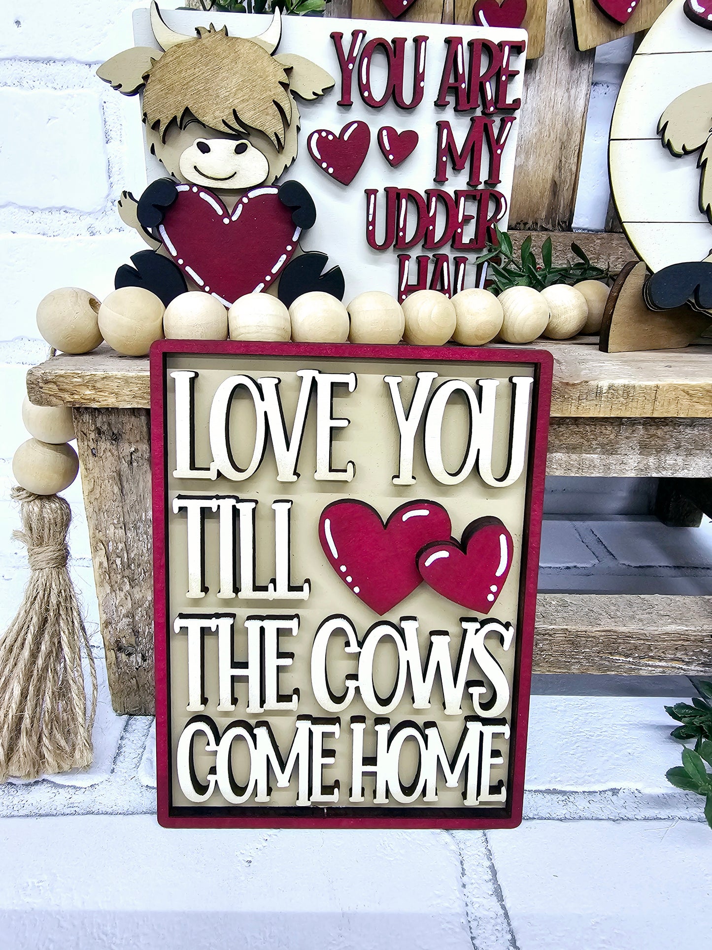 Valentine Cow Tiered Tray Set