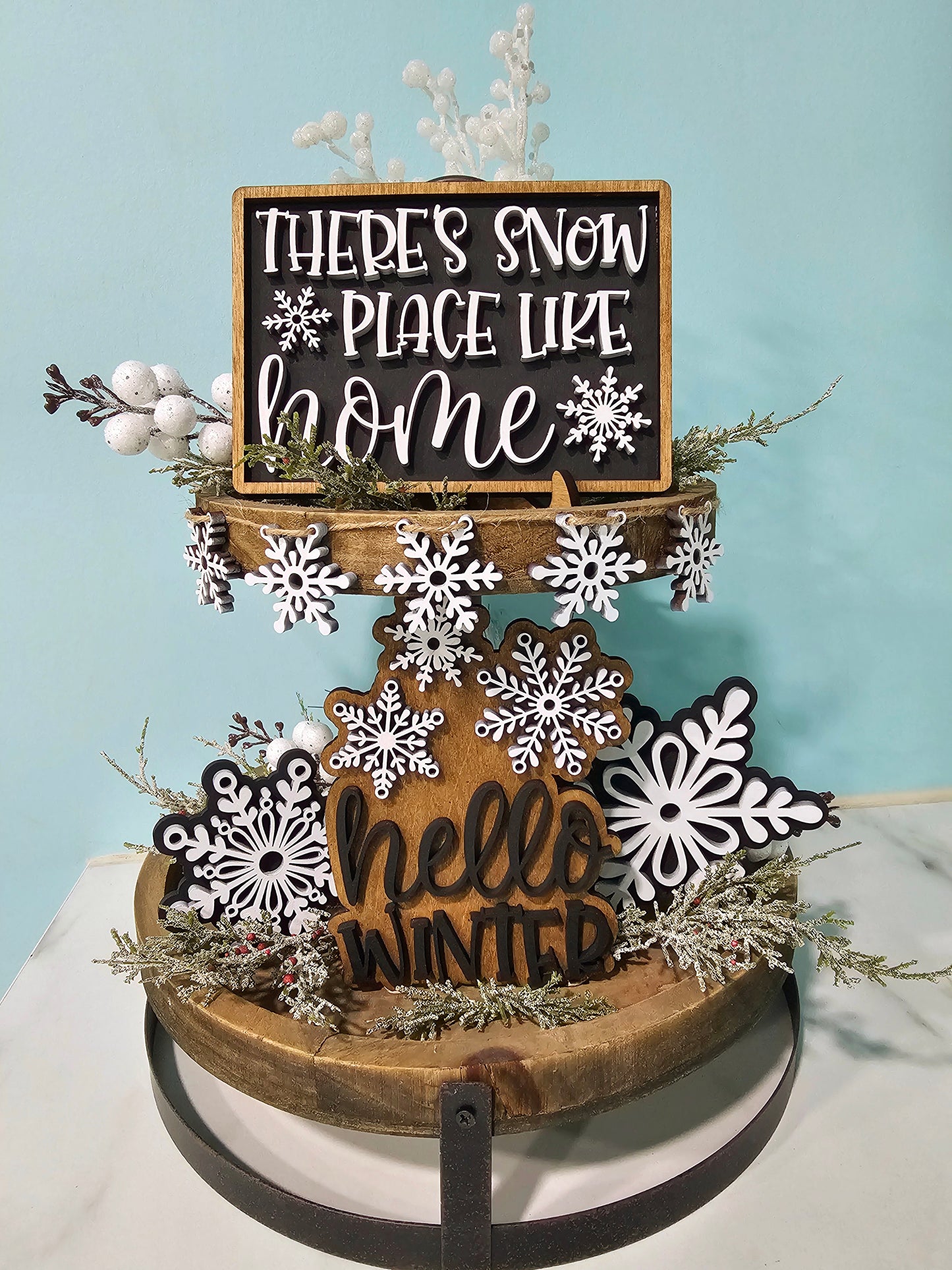 Snow Place Like Home Neutral Winter Tiered Tray Set