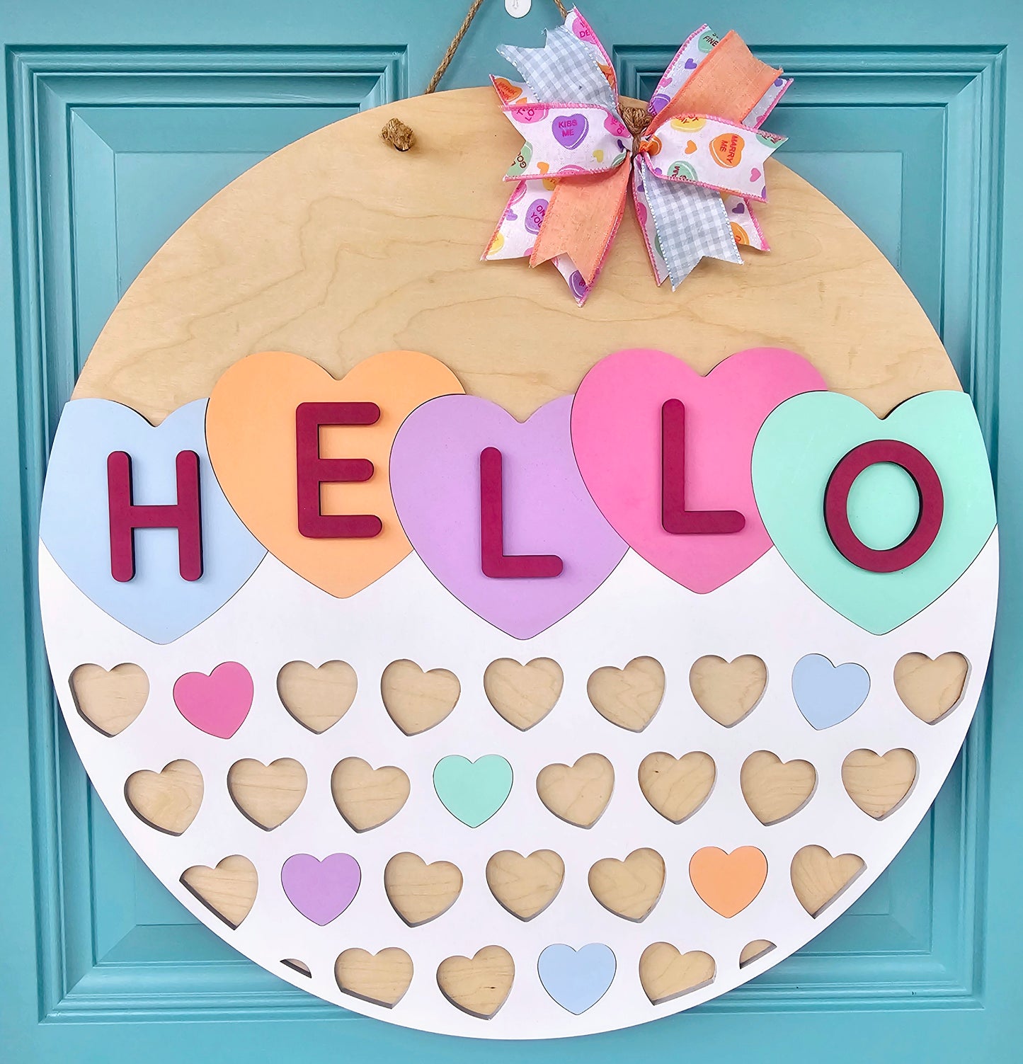 Hello Conversation Heart Door Hanger