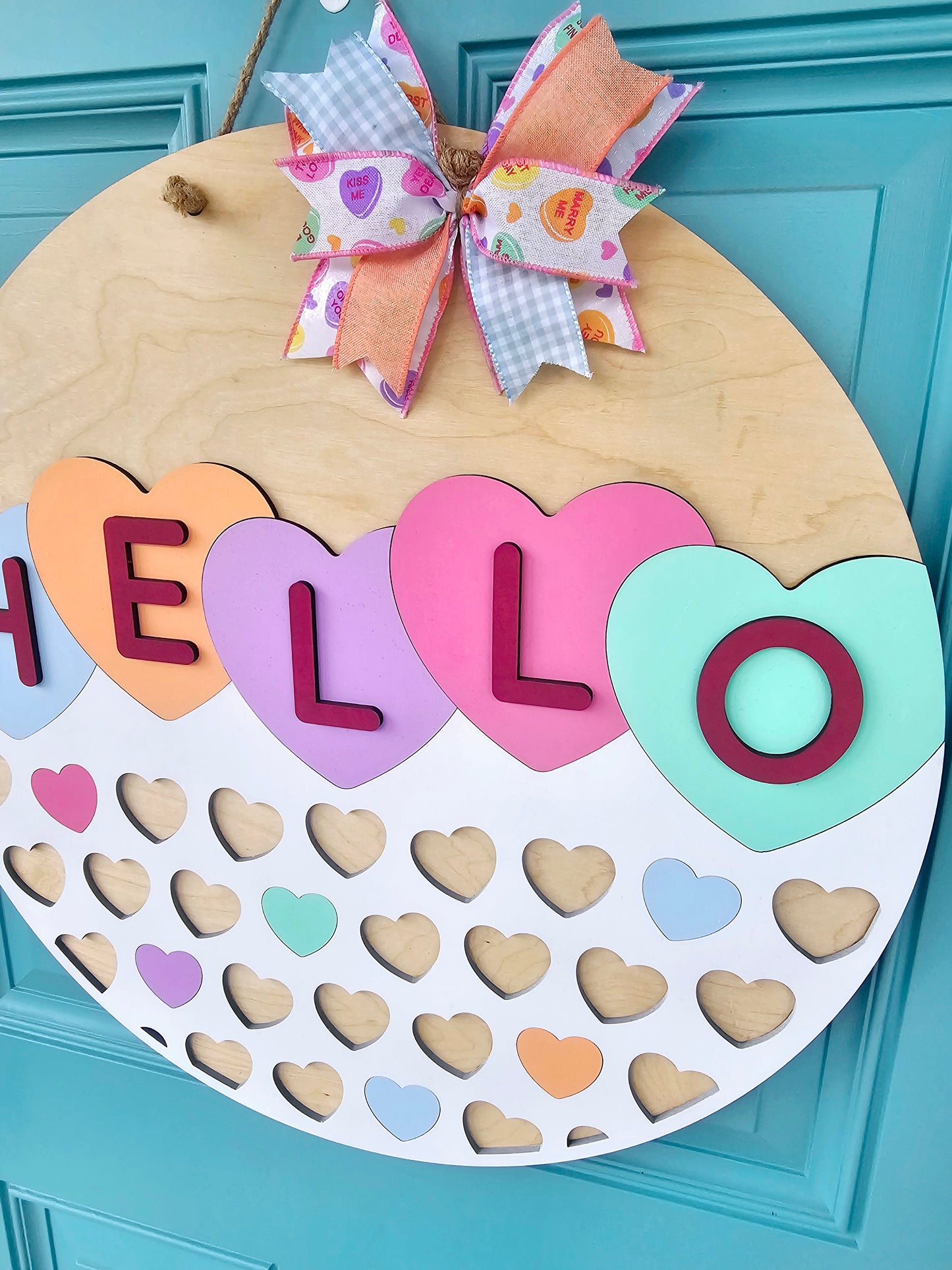 Hello Conversation Heart Door Hanger