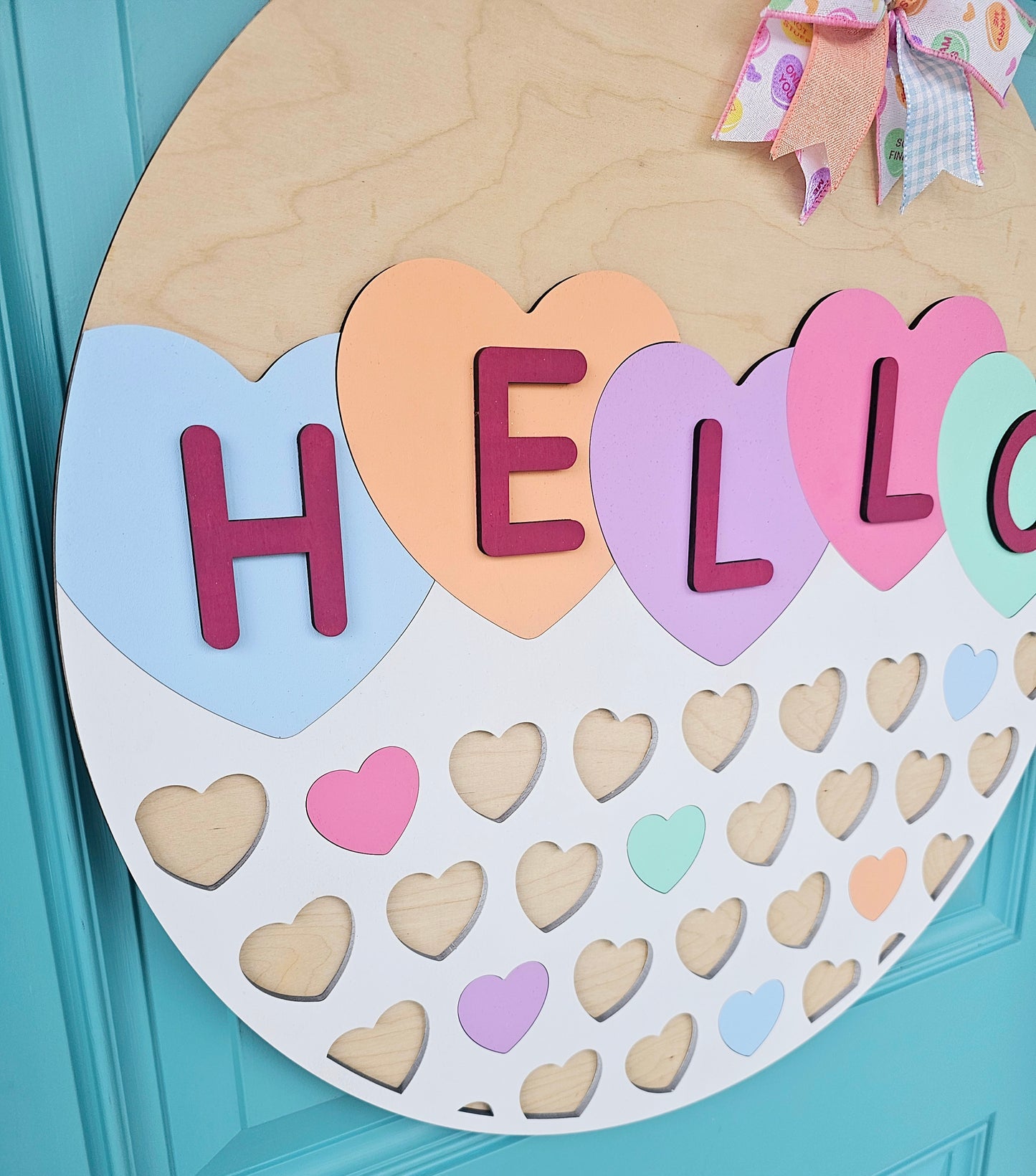 Hello Conversation Heart Door Hanger