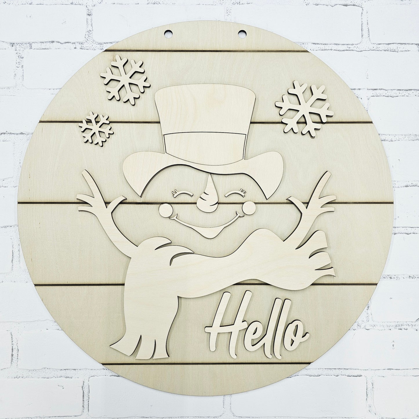 Hello Cheerful Snowman Door Hanger