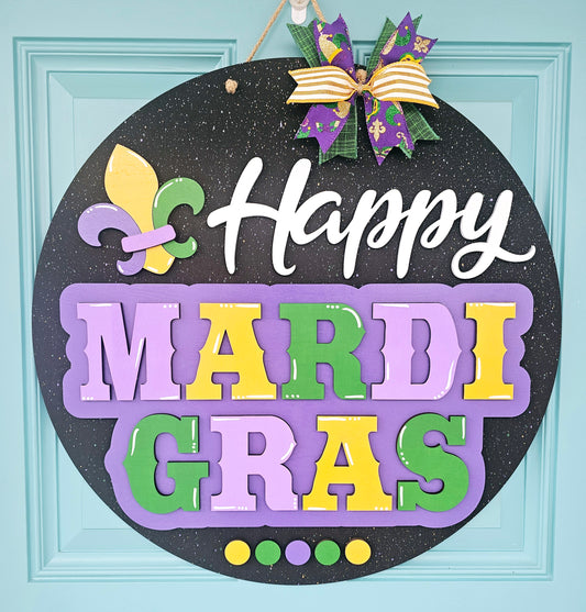 Happy Mardi Gras Splatter Door Hanger
