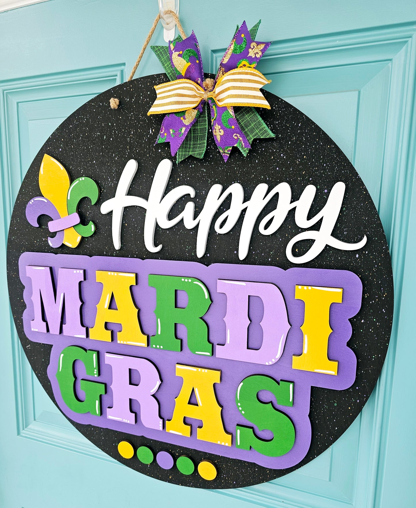 Happy Mardi Gras Splatter Door Hanger