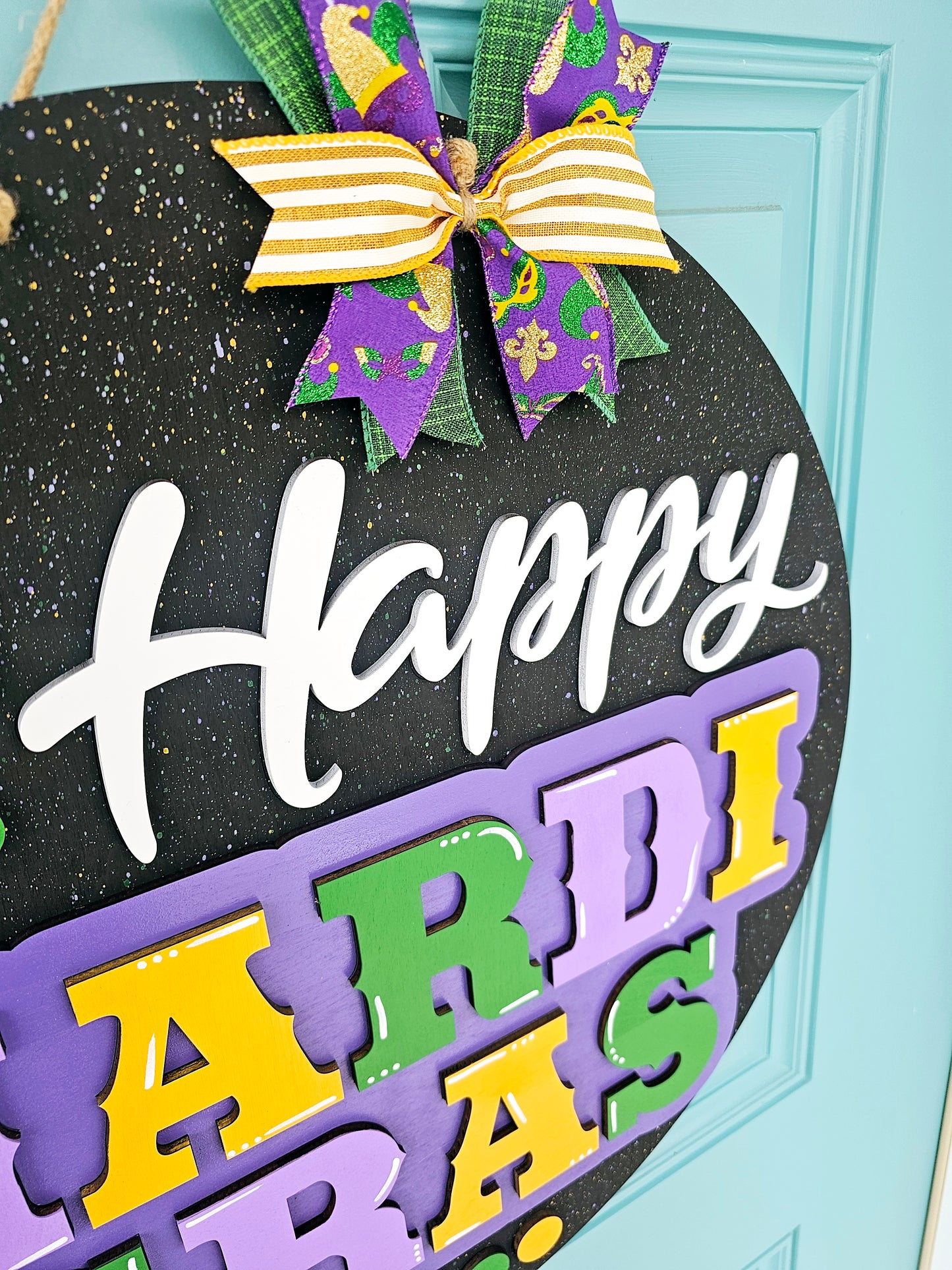 Happy Mardi Gras Splatter Door Hanger