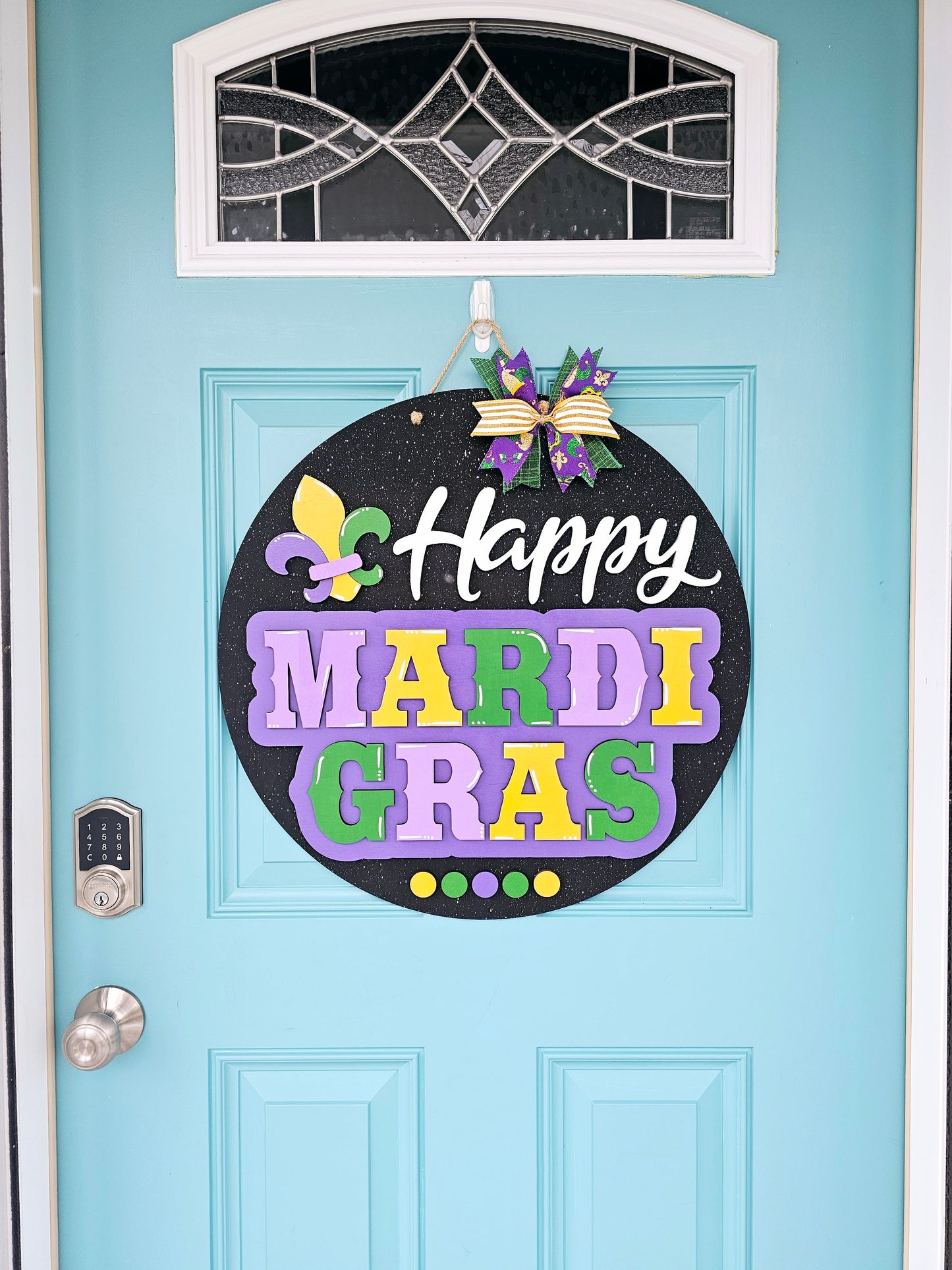 Happy Mardi Gras Splatter Door Hanger