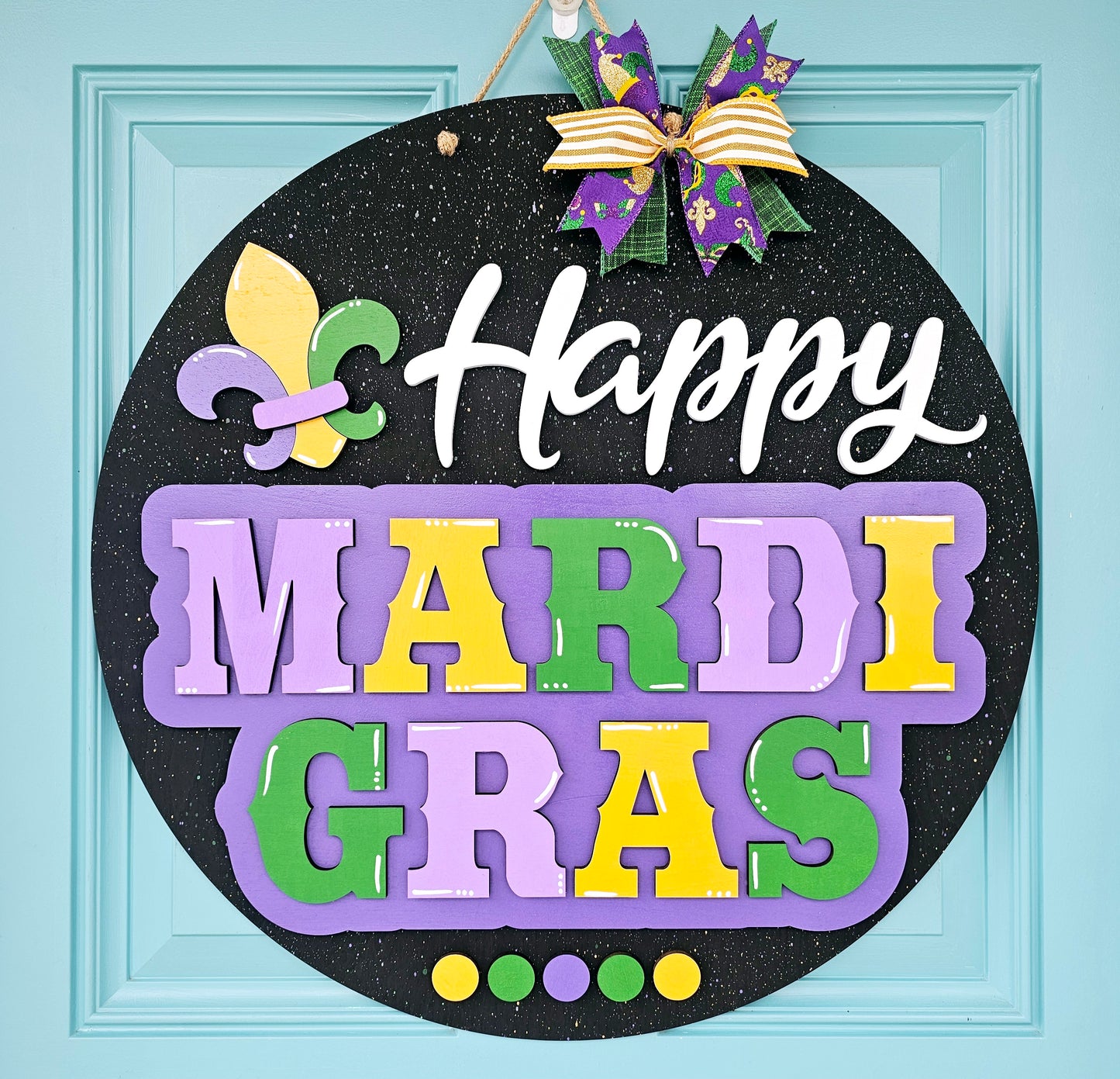 Happy Mardi Gras Splatter Door Hanger