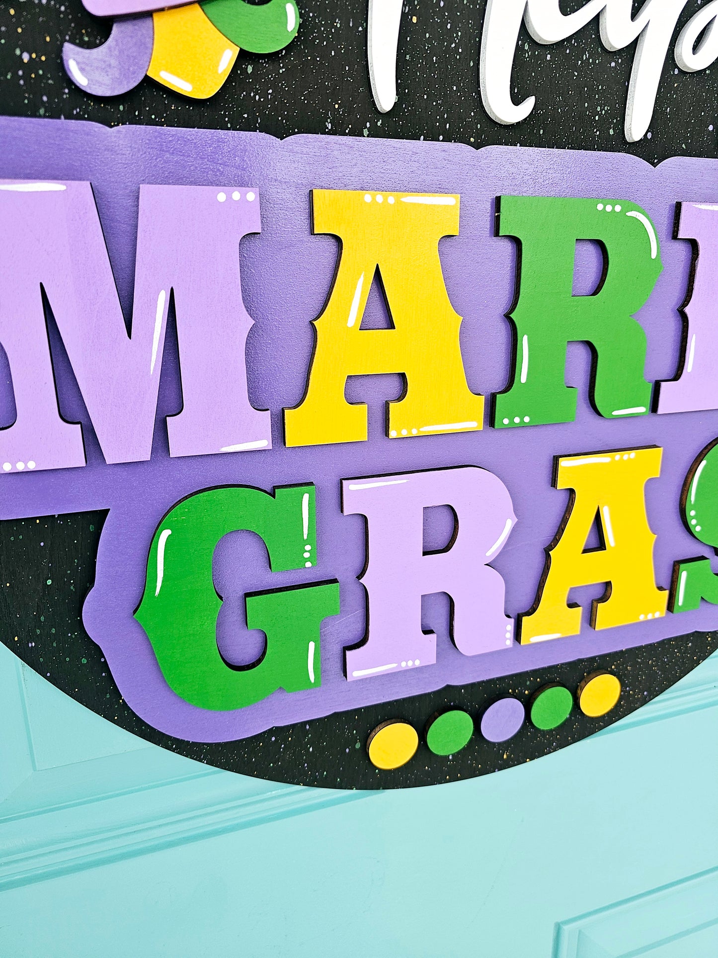 Happy Mardi Gras Splatter Door Hanger