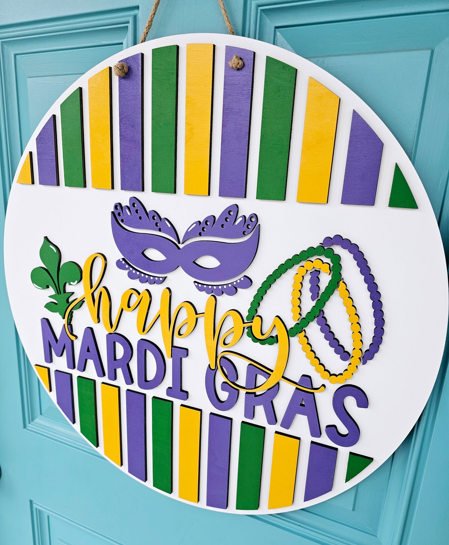 Happy Mardi Gras Lines Door Hanger