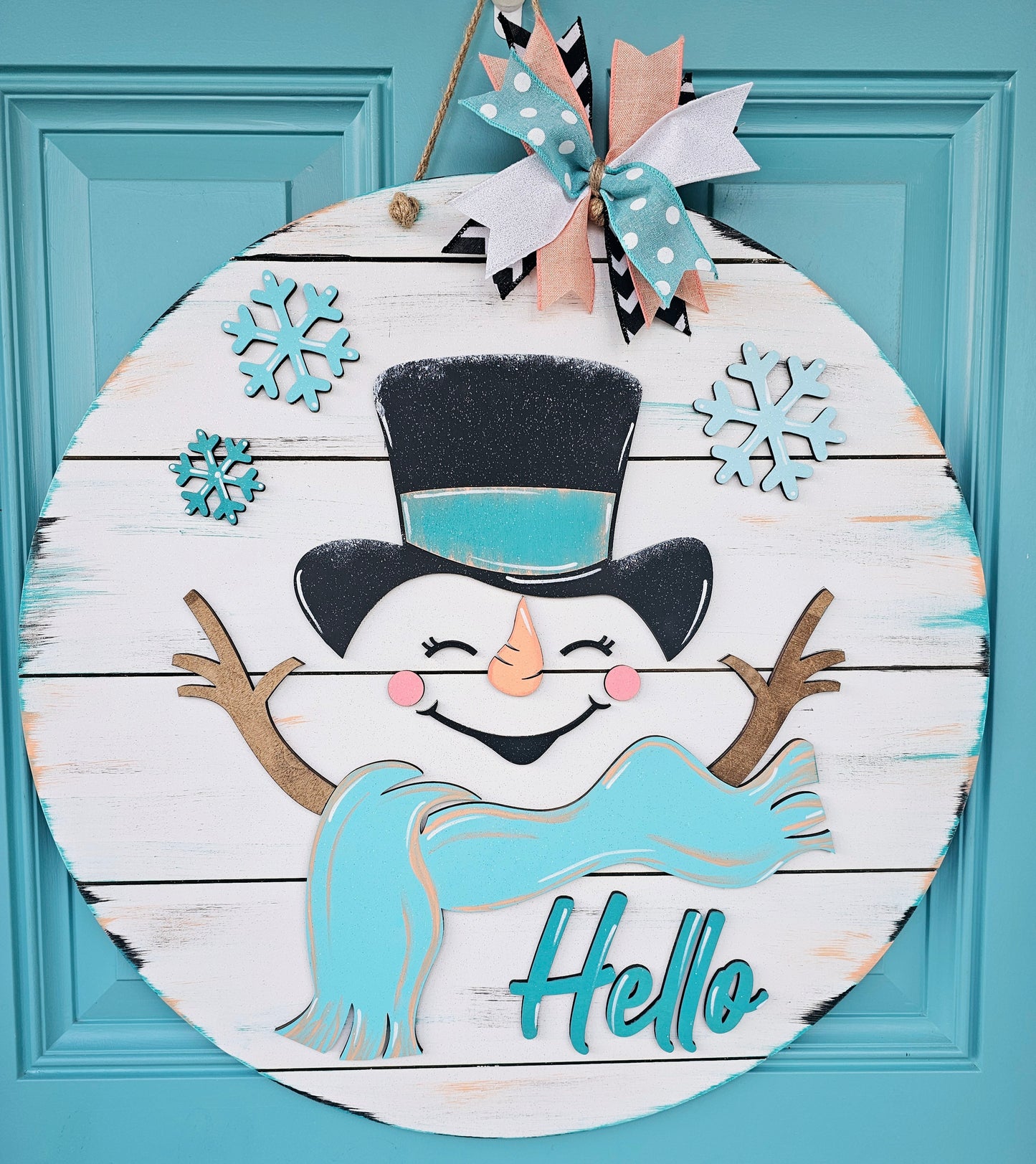 Hello Cheerful Snowman Door Hanger