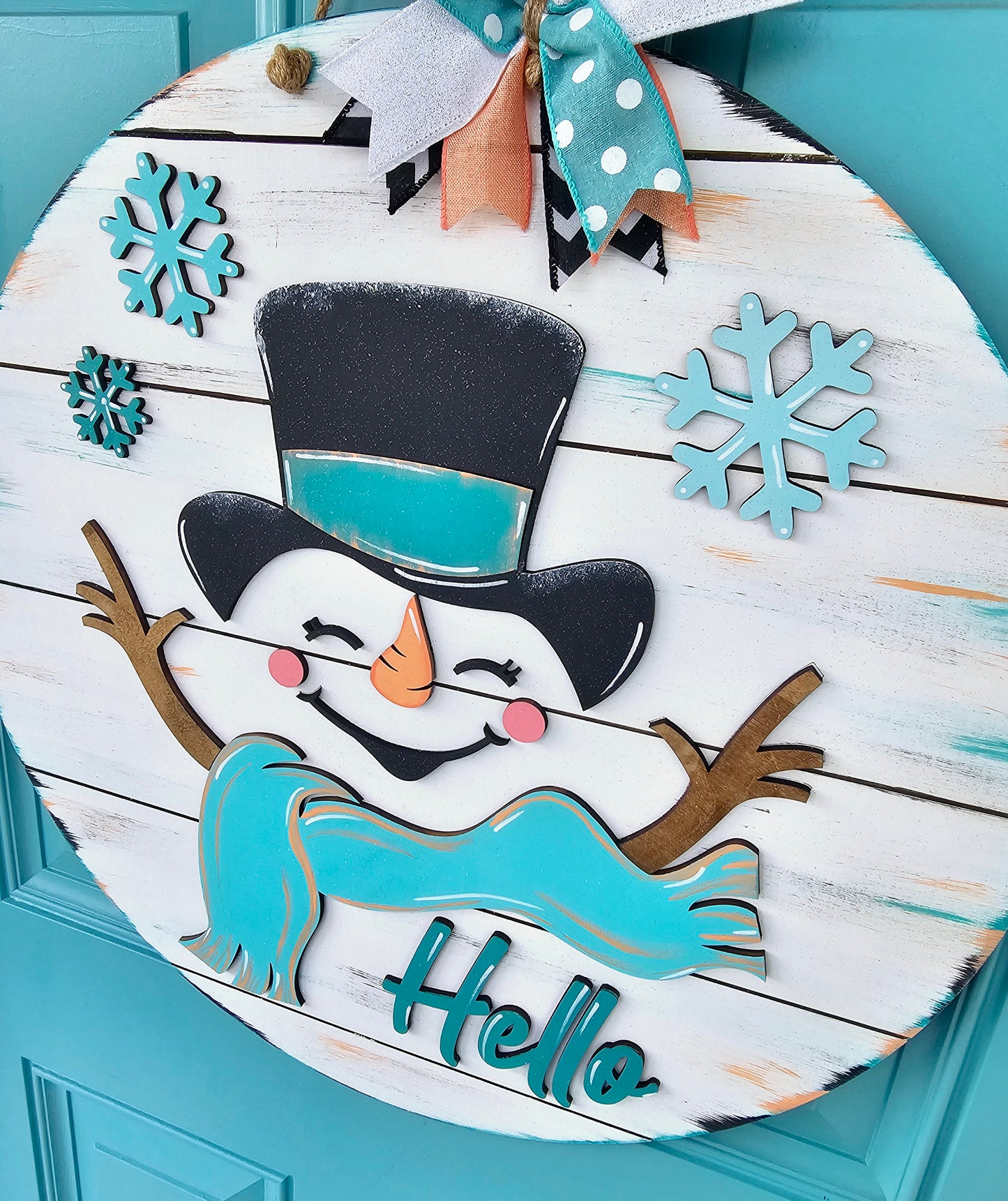 Hello Cheerful Snowman Door Hanger