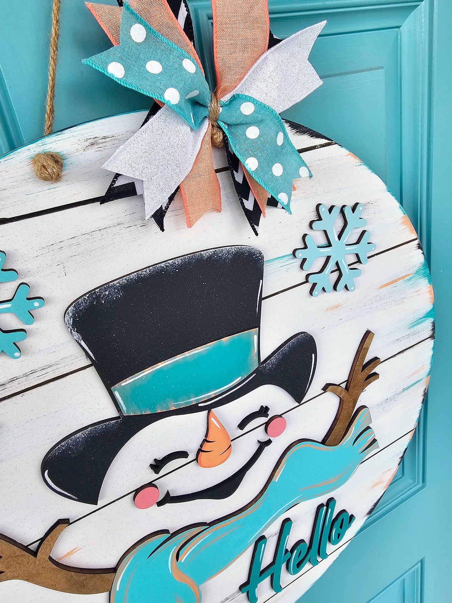 Hello Cheerful Snowman Door Hanger