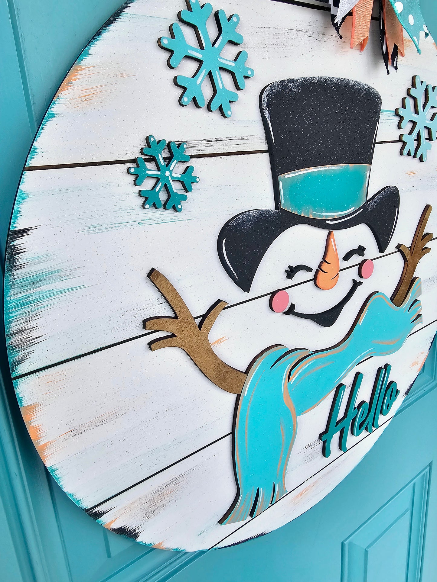 Hello Cheerful Snowman Door Hanger