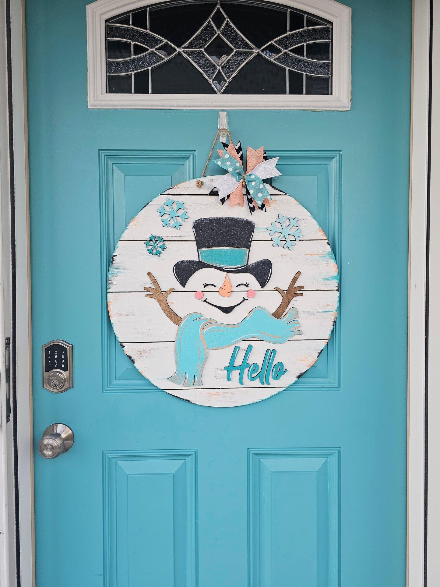 Hello Cheerful Snowman Door Hanger