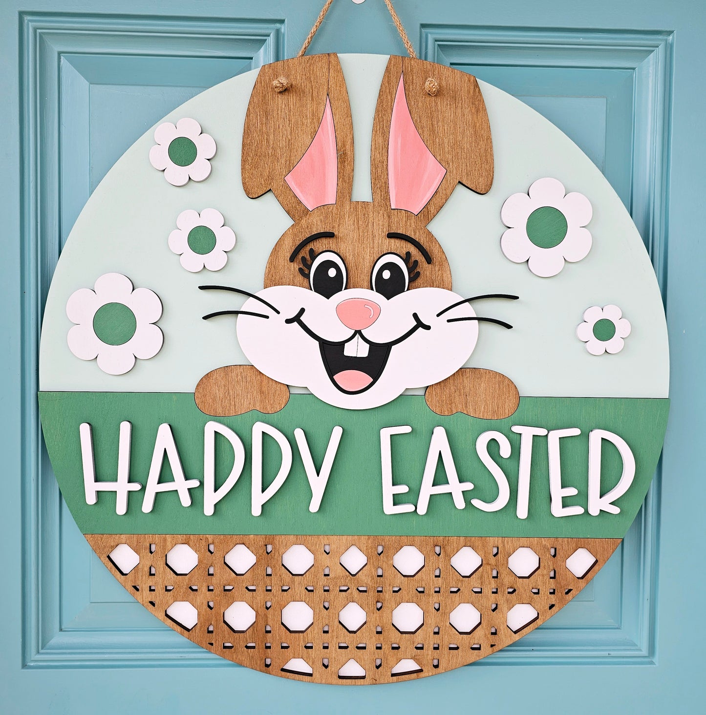 Happy Easter Cheerful Bunny Door Hanger