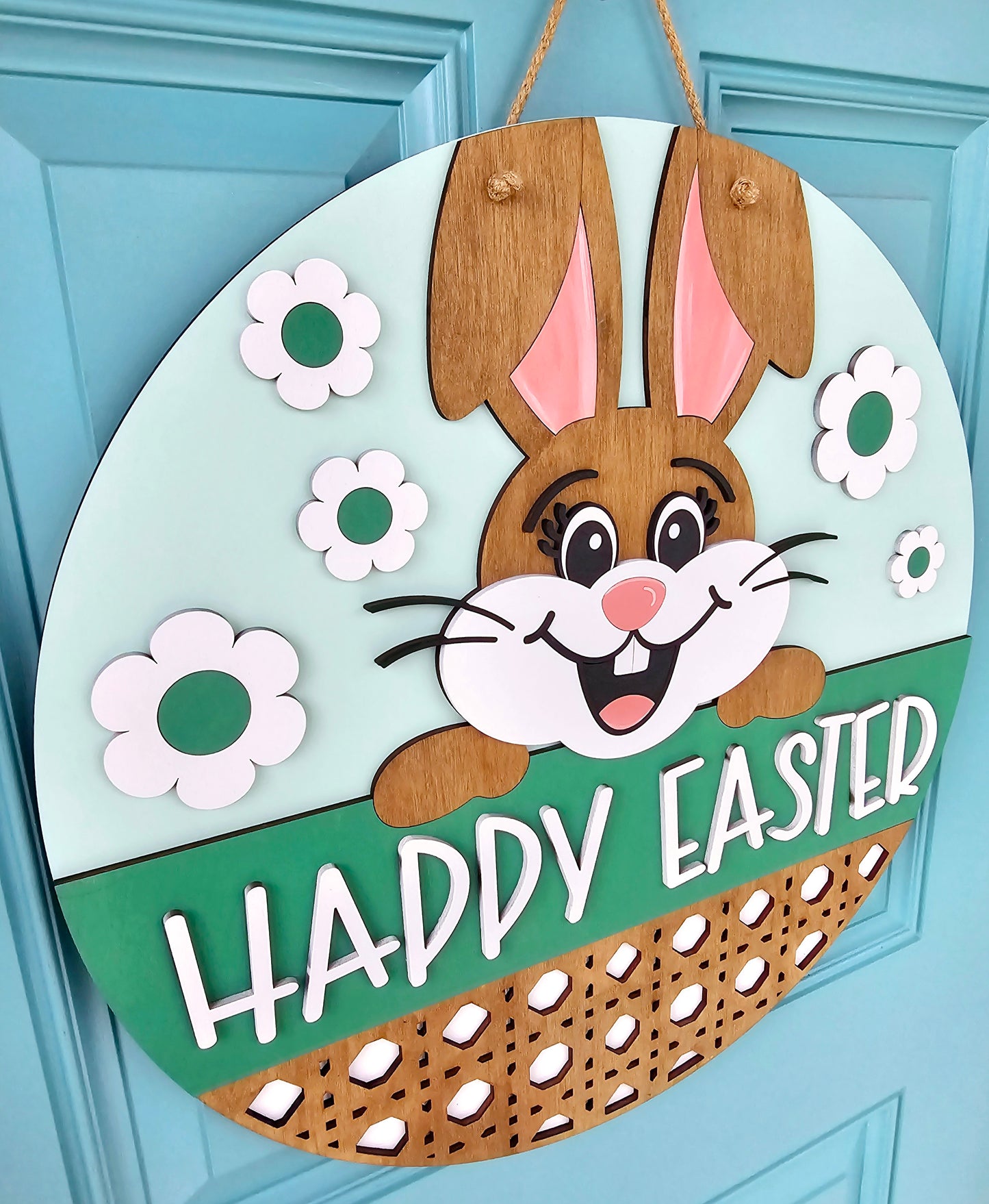 Happy Easter Cheerful Bunny Door Hanger