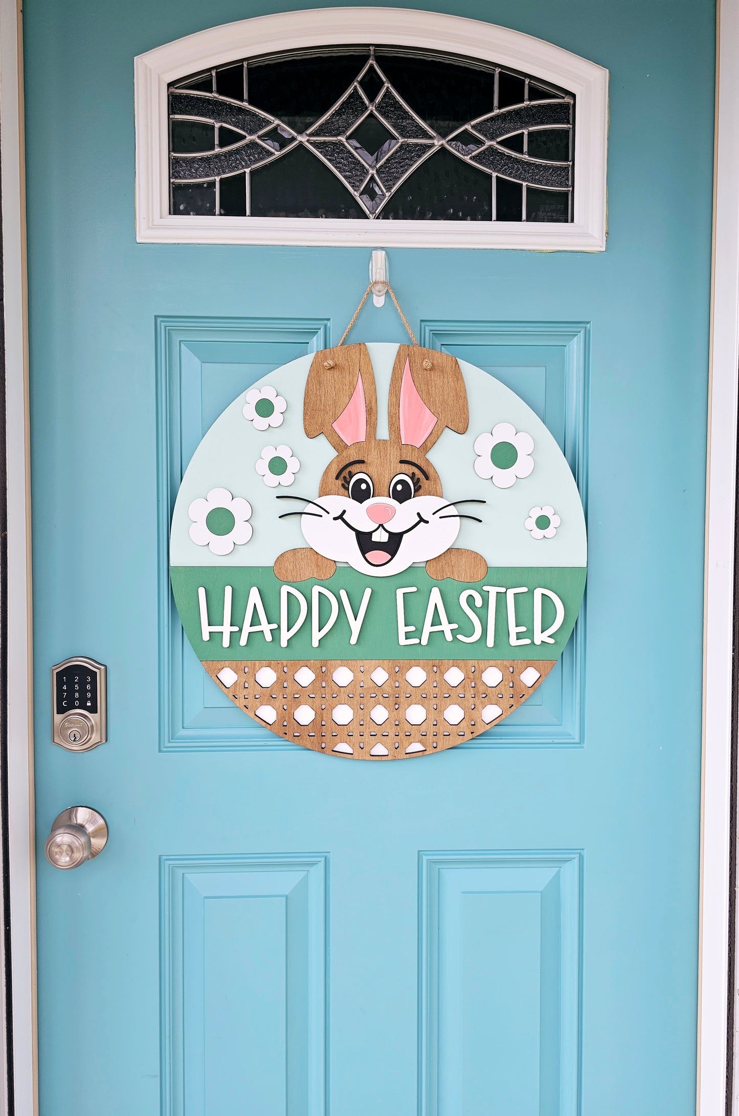 Happy Easter Cheerful Bunny Door Hanger