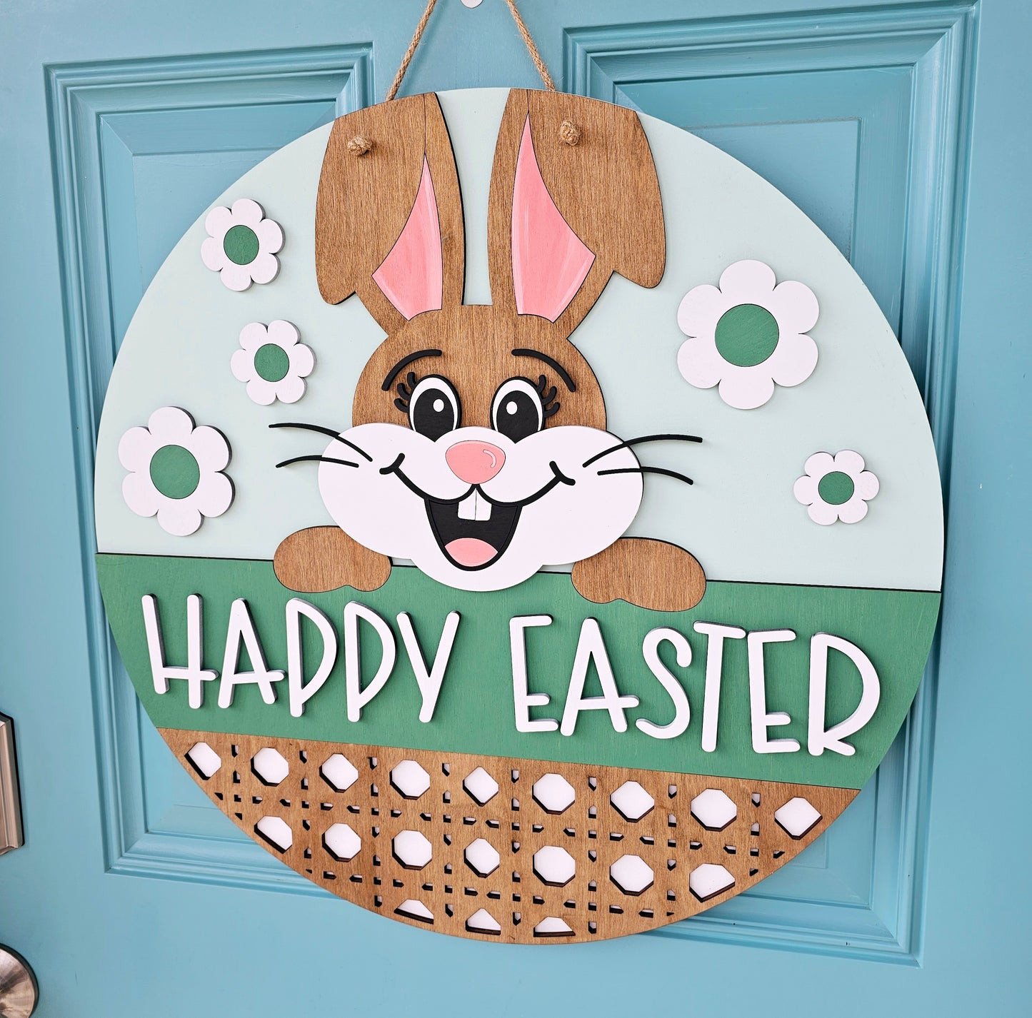 Happy Easter Cheerful Bunny Door Hanger