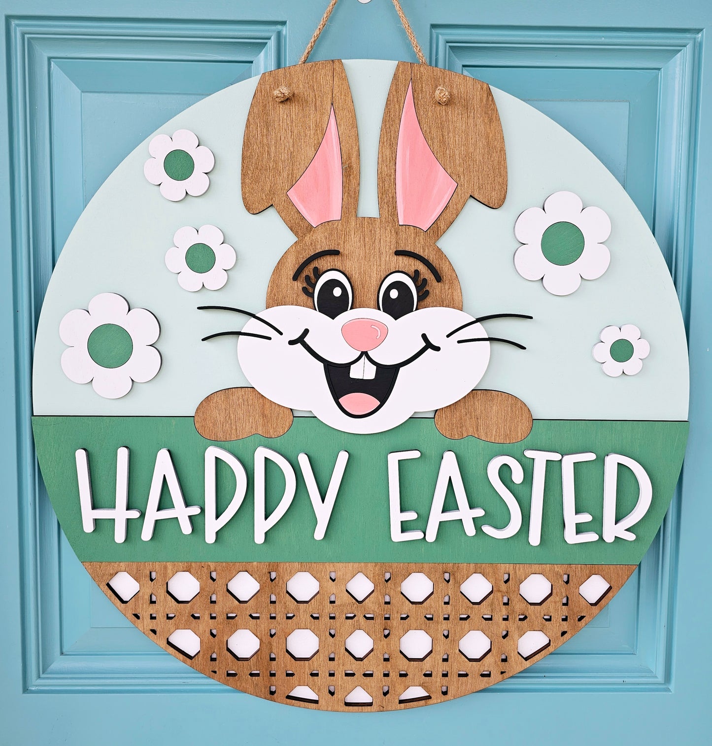 Happy Easter Cheerful Bunny Door Hanger