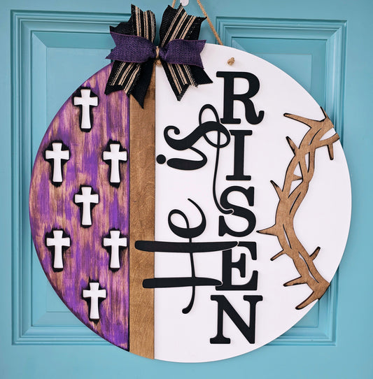 He is Risen Side Crosses Door Hanger-wholesale