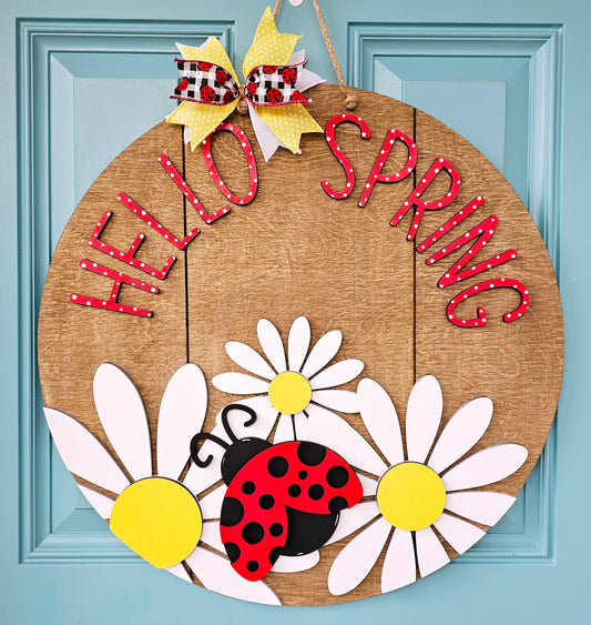 Hello Spring Lady Bug Door Hanger