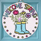 Welcome Spring Polka Dots Rainboot Door Hanger