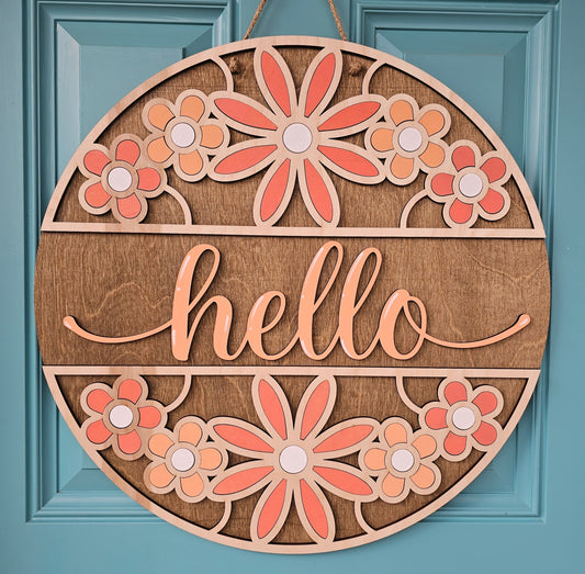 Hello Peachy Florals Door Hanger-wholesale