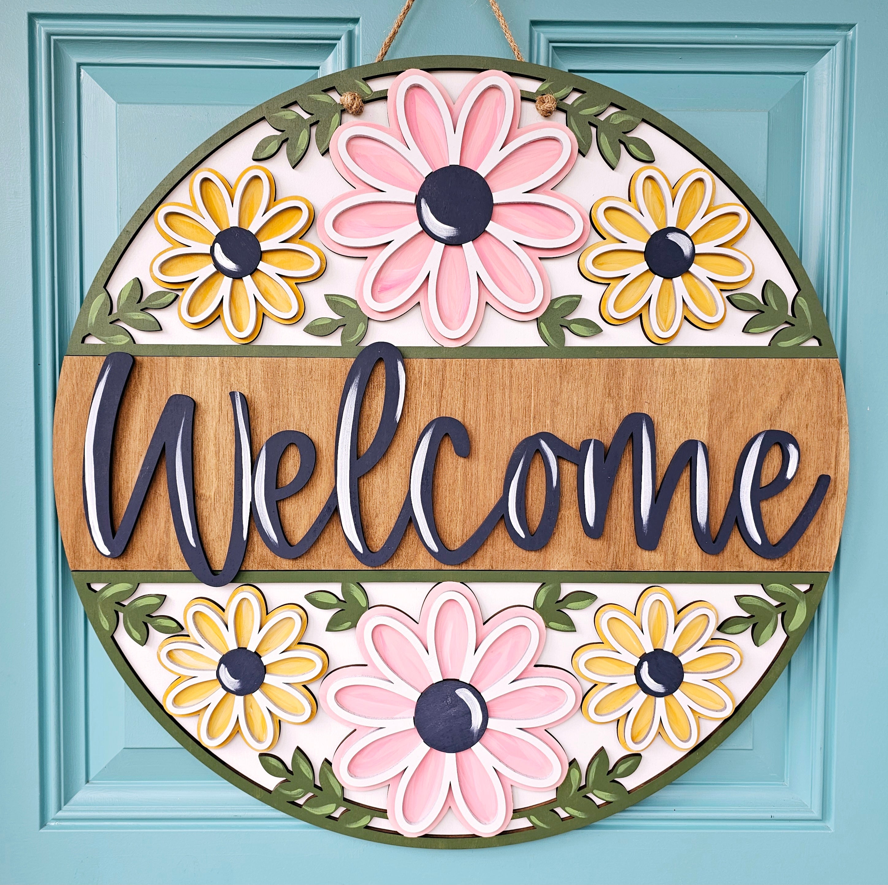 Welcome Floral Trio Door Hanger – Teal Moon Creations