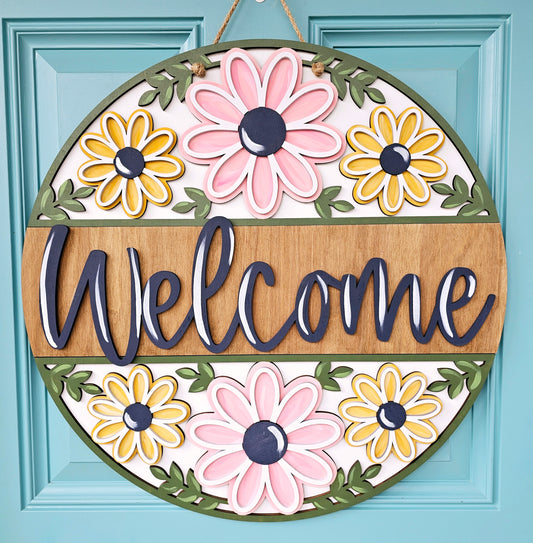 Welcome Floral Trio Door Hanger