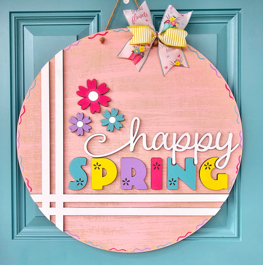 Happy Spring Cross Stitch Door Hanger