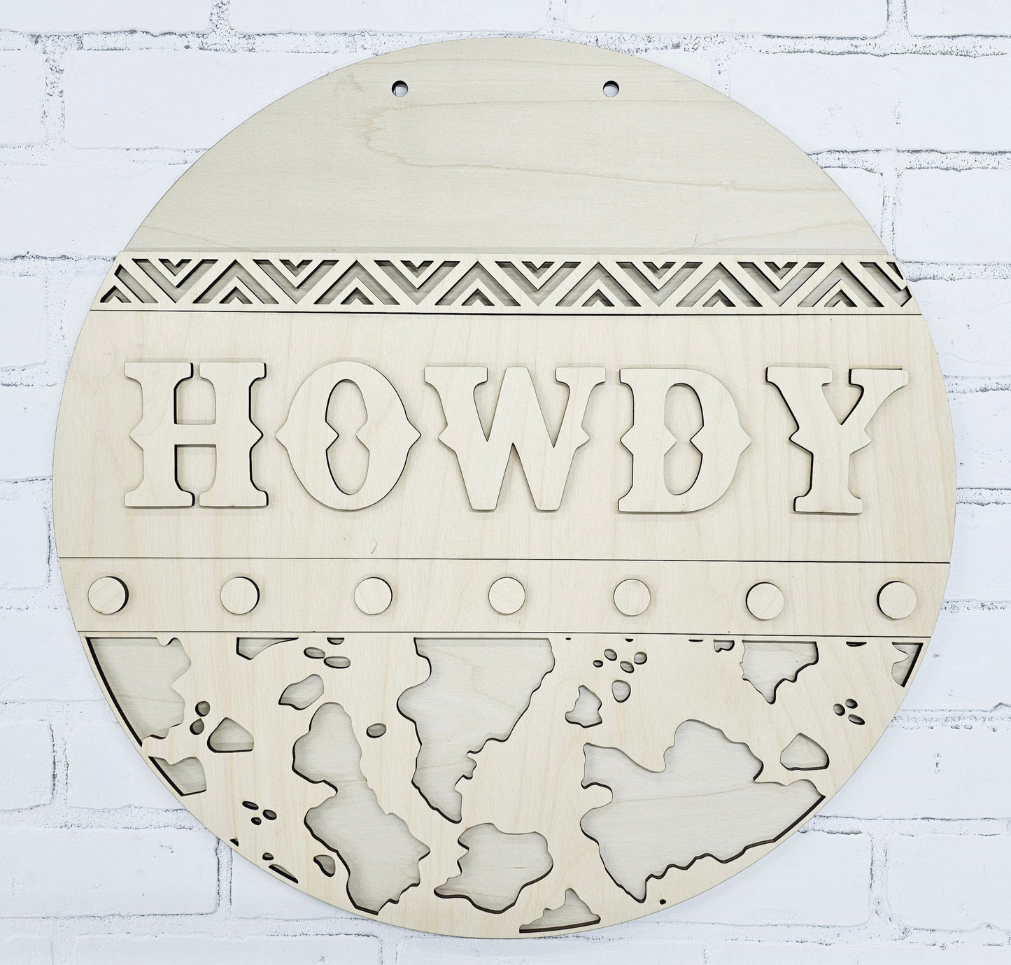 Howdy Aztec Cow Print Door Hanger