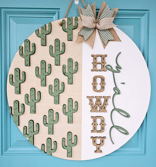 Howdy Yall Cactus Door Hanger