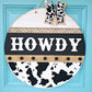 Howdy Aztec Cow Print Door Hanger