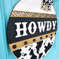 Howdy Aztec Cow Print Door Hanger