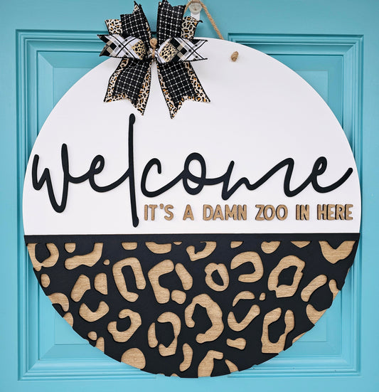 Welcome Its a damn zoo in here Door Hanger-wholesale