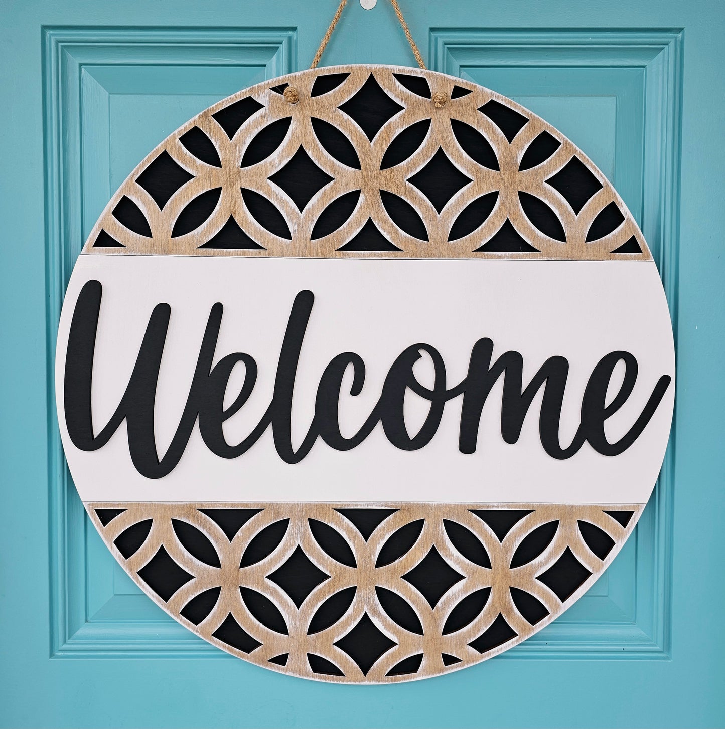 Welcome Modern Geometric Door Hanger